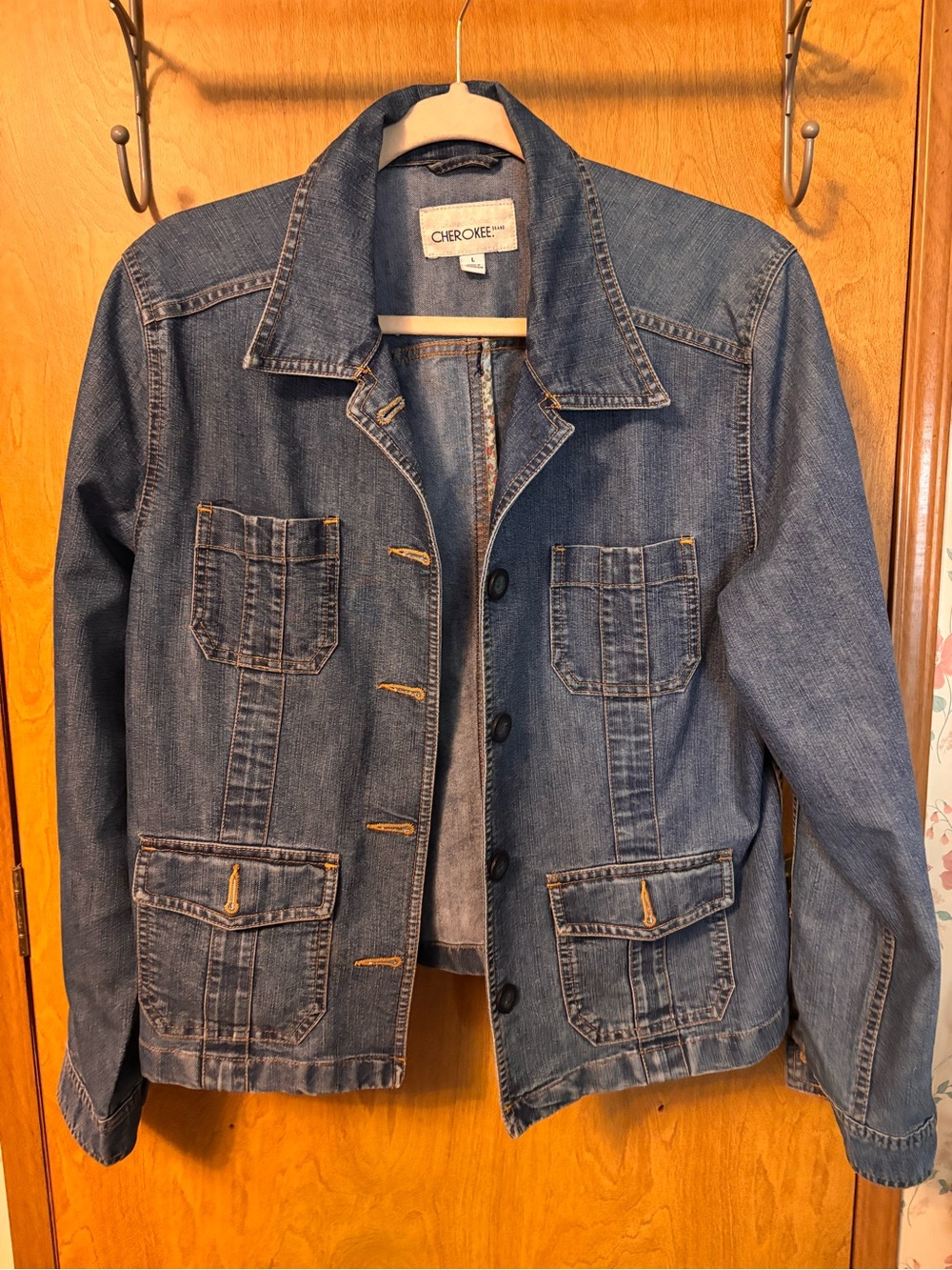Cherokee Medium Blue Denim Jacket with Contrast Stitching